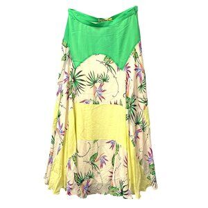 Etro Silk Tropical Floral Color-Block Skirt Size IT 42 US Medium NEW $1450